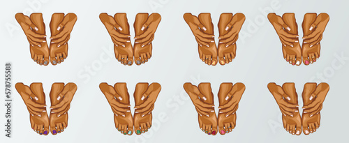 Pedicure logo collection, Beautiful Female Legs with Pedicure. Fashion and Beauty Illustration for Beauty Salon, Nail Tech