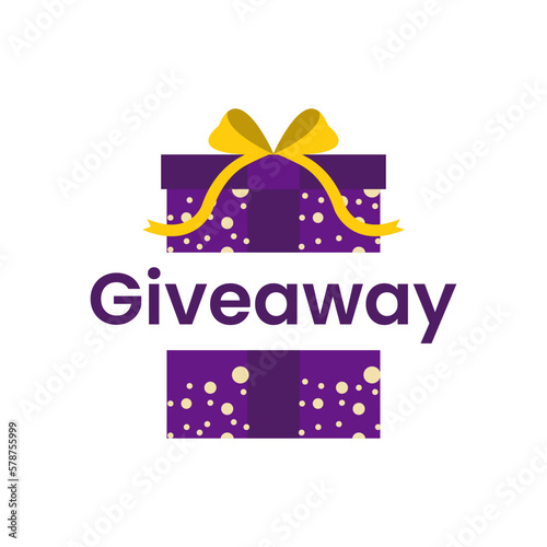 Giveaway social media and banner template with purple giftbox