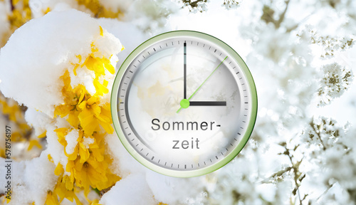 Zifferblatt mit drei Uhr  zur Zeitumstellung auf sommerzeit