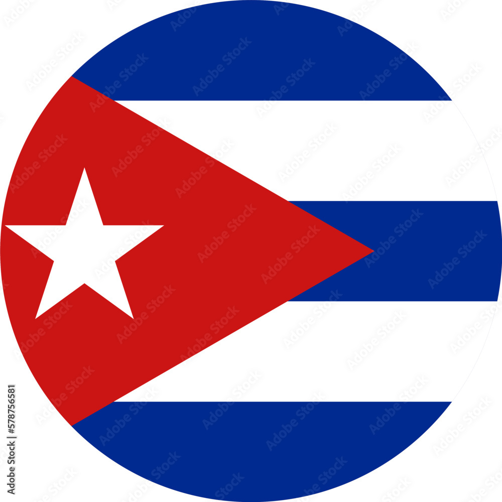 Cuba flag button on white background