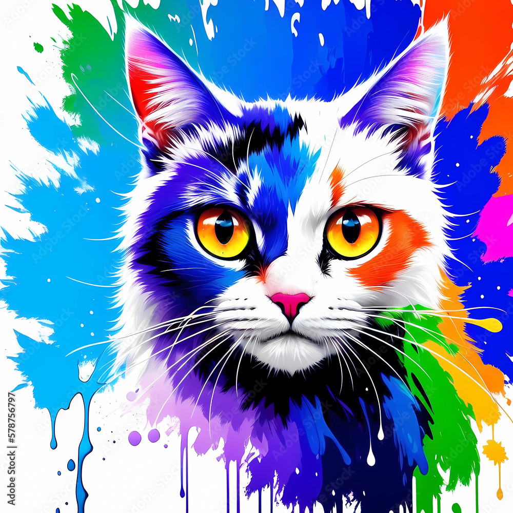 Ai generated art generative ai, splash art, animal vector splash art, full color abstract animal art, splash art animal, cats splash art, cat vector art, 