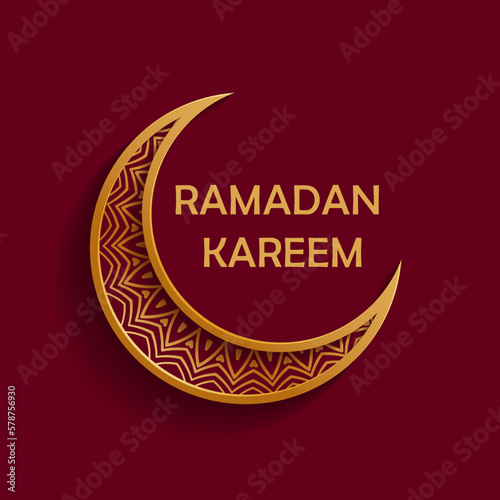 Ramadan Kareem moon with solid color background