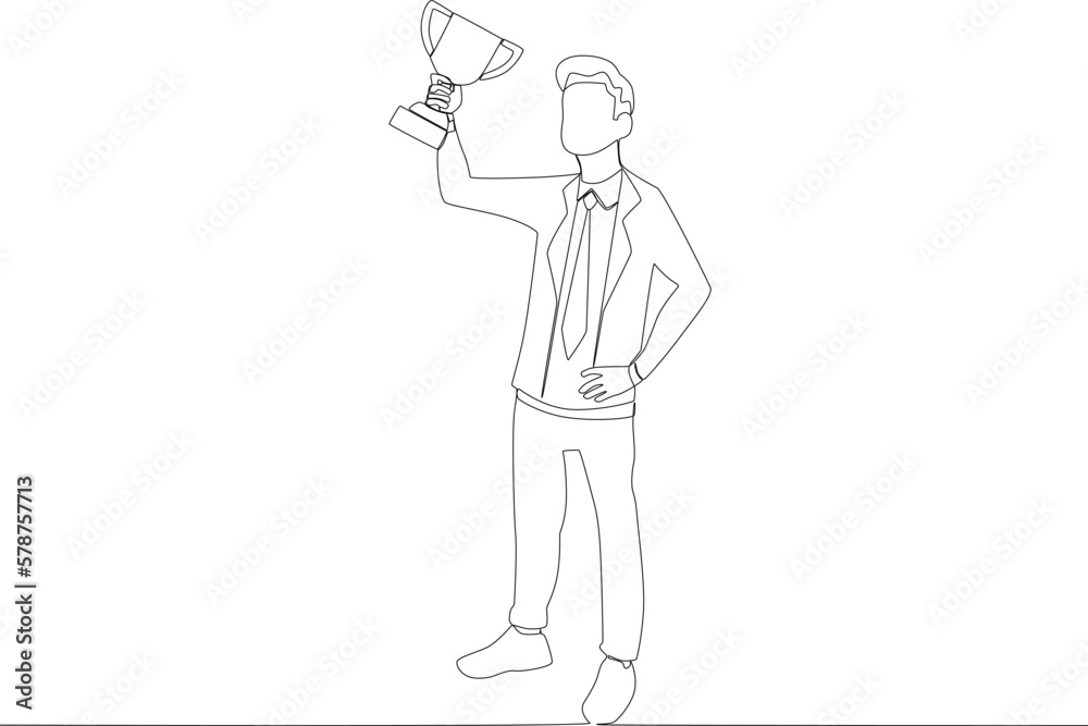 Simple trophies for employees. Employee appreciation one line drawing