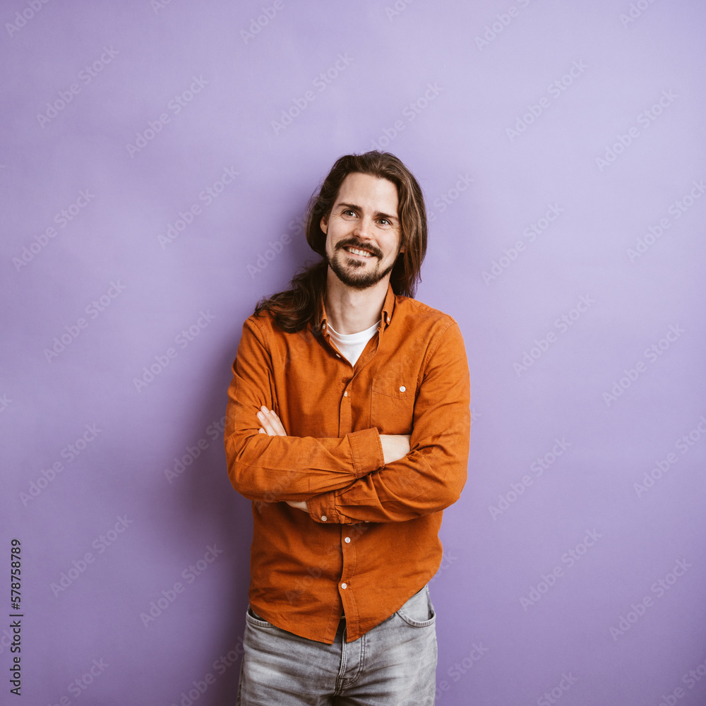 Obraz premium Smiling Mans Joyful Portrait in Color