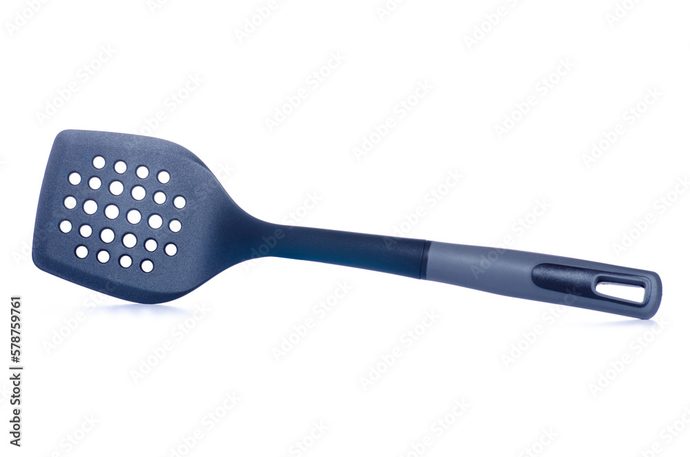 kitchen plastic spatula on white nackground isolation
