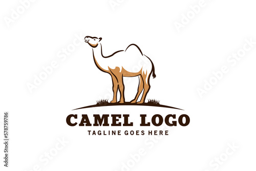 Hand drawn camel logo design with creative concept