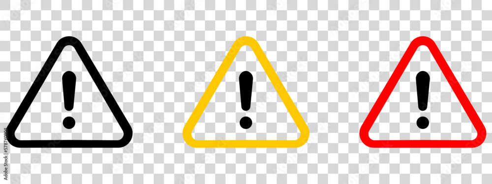 Caution warning signs set. Exclamation marks Caution warning signs set. Exclamation marks