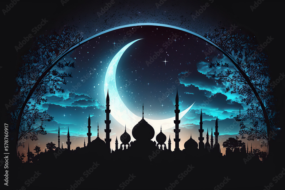 Naklejka premium Ramadan Kareem background, generative ai