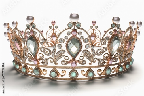 Tiara or Diadem, Princess Crown, Against a White Background. Generative AI
