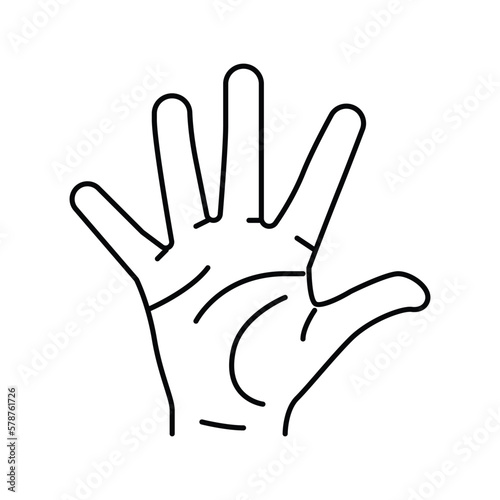 five number hand gesture line icon vector illustration
