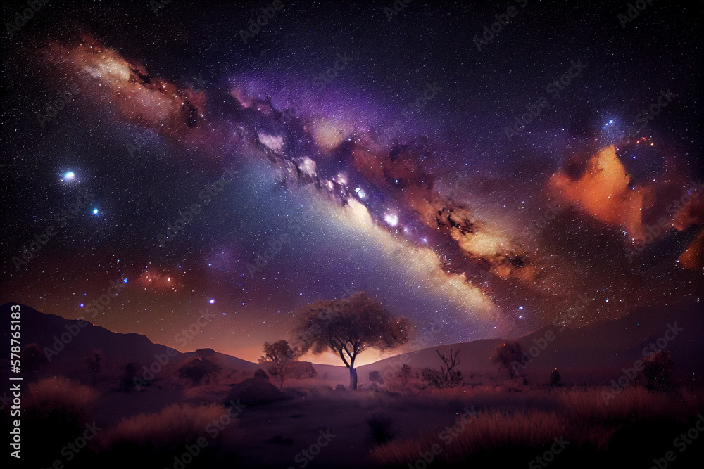 Fototapeta premium Milky way over earth. AI generated