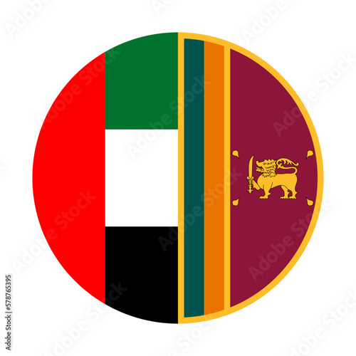 round icon of united arab emirates and sri lanka flags. vector illustration isolated on white background