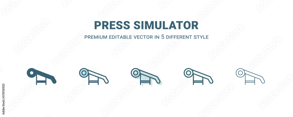 Fototapeta premium press simulator icon in 5 different style. Outline, filled, two color, thin press simulator icon isolated on white background. Editable vector can be used web and mobile