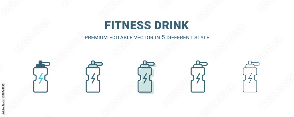 fitness drink icon in 5 different style. Outline, filled, two color, thin fitness drink icon isolated on white background. Editable vector can be used web and mobile fitness drink icon in 5 different style. Outline, filled, two color, thin fitness drink icon isolated on white background. Editable vector can be used web and mobile