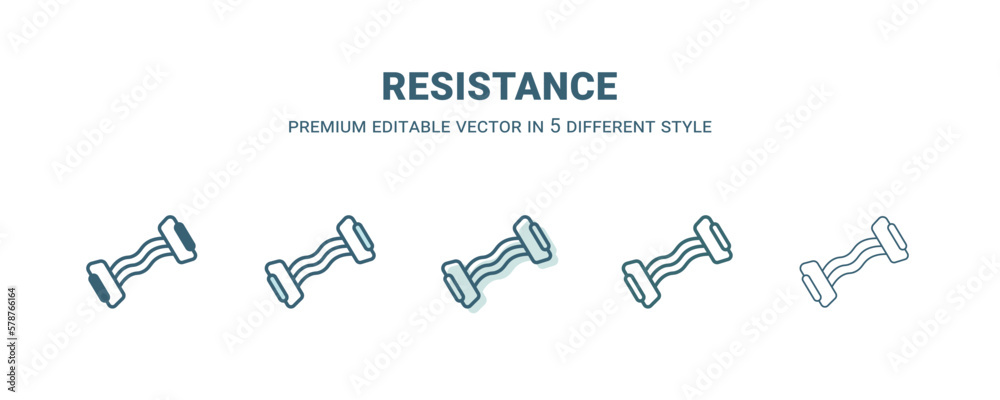 resistance icon in 5 different style. Outline, filled, two color, thin resistance icon isolated on white background. Editable vector can be used web and mobile resistance icon in 5 different style. Outline, filled, two color, thin resistance icon isolated on white background. Editable vector can be used web and mobile