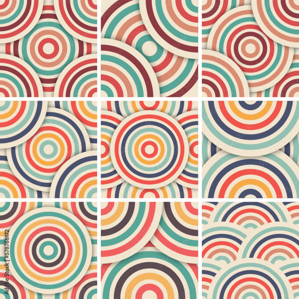 Retro overlapping circles digital paper Retro overlapping circles digital paper