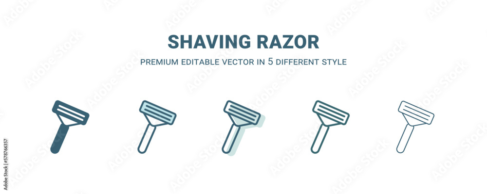 shaving razor icon in 5 different style. Outline, filled, two color, thin shaving razor icon isolated on white background. Editable vector can be used web and mobile shaving razor icon in 5 different style. Outline, filled, two color, thin shaving razor icon isolated on white background. Editable vector can be used web and mobile