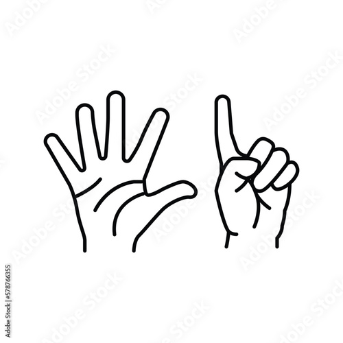 six number hand gesture line icon vector illustration