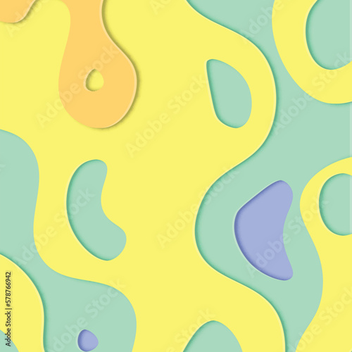 Abstract colorful rounded papercut background.
