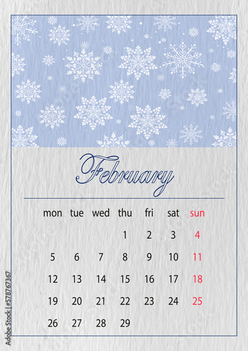 february,Simple european 2024 year vector calendar