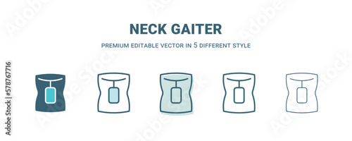 neck gaiter icon in 5 different style. Outline  filled  two color  thin neck gaiter icon isolated on white background. Editable vector can be used web and mobile