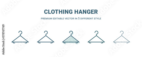 clothing hanger icon in 5 different style. Outline, filled, two color, thin clothing hanger icon isolated on white background. Editable vector can be used web and mobile