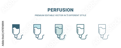 perfusion icon in 5 different style. Outline, filled, two color, thin perfusion icon isolated on white background. Editable vector can be used web and mobile