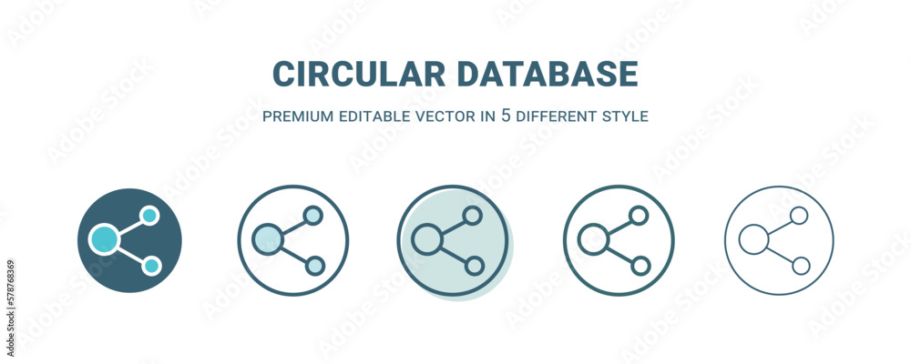 circular database icon in 5 different style. Outline, filled, two color, thin circular database icon isolated on white background. Editable vector can be used web and mobile circular database icon in 5 different style. Outline, filled, two color, thin circular database icon isolated on white background. Editable vector can be used web and mobile