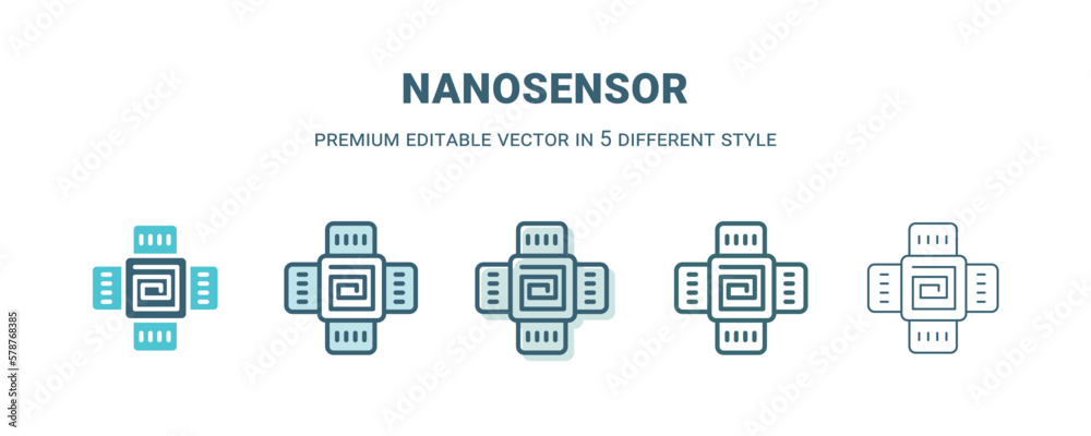 nanosensor icon in 5 different style. Outline, filled, two color, thin nanosensor icon isolated on white background. Editable vector can be used web and mobile nanosensor icon in 5 different style. Outline, filled, two color, thin nanosensor icon isolated on white background. Editable vector can be used web and mobile