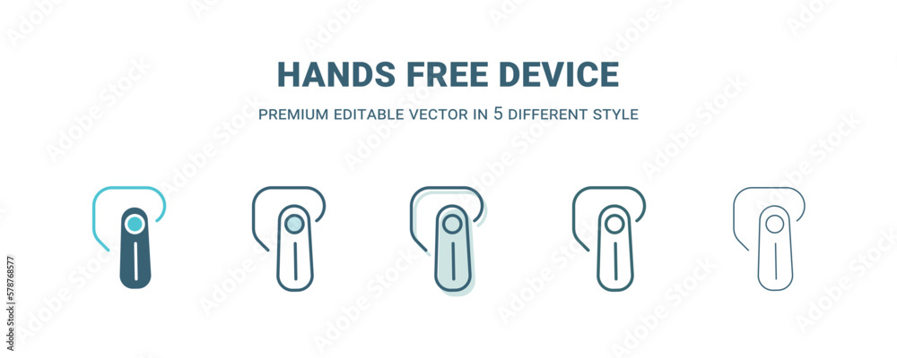 hands free device icon in 5 different style. Outline, filled, two color, thin hands free device icon isolated on white background. Editable vector can be used web and mobile hands free device icon in 5 different style. Outline, filled, two color, thin hands free device icon isolated on white background. Editable vector can be used web and mobile