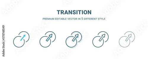 transition icon in 5 different style. Outline, filled, two color, thin transition icon isolated on white background. Editable vector can be used web and mobile