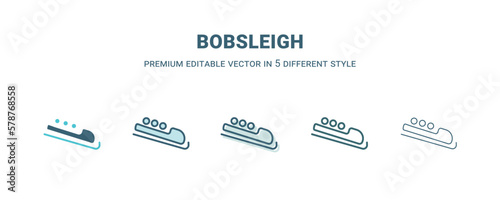 Fotografering bobsleigh icon in 5 different style