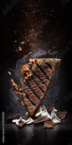 Steak  on a plate created with Generative AI Technology