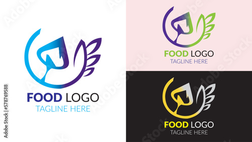 Creative Food  vector logo design fully editable high quality,100% text editable only for adobe stock. photo
