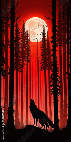 wolf howling at the moon created with Generative AI Technology	
