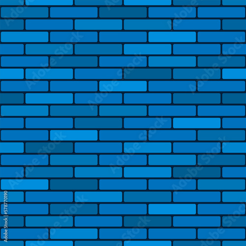 Blue brick wall. Cute seamless pattern. Vector simple flat graphic illustration. Texture.