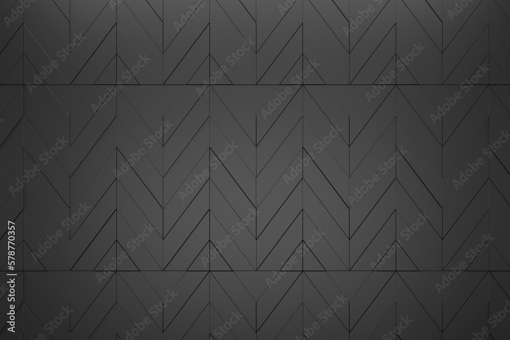 Obraz premium Triangular abstract geometric dark background of triangular volumetric elements of different random size. 3D rendering