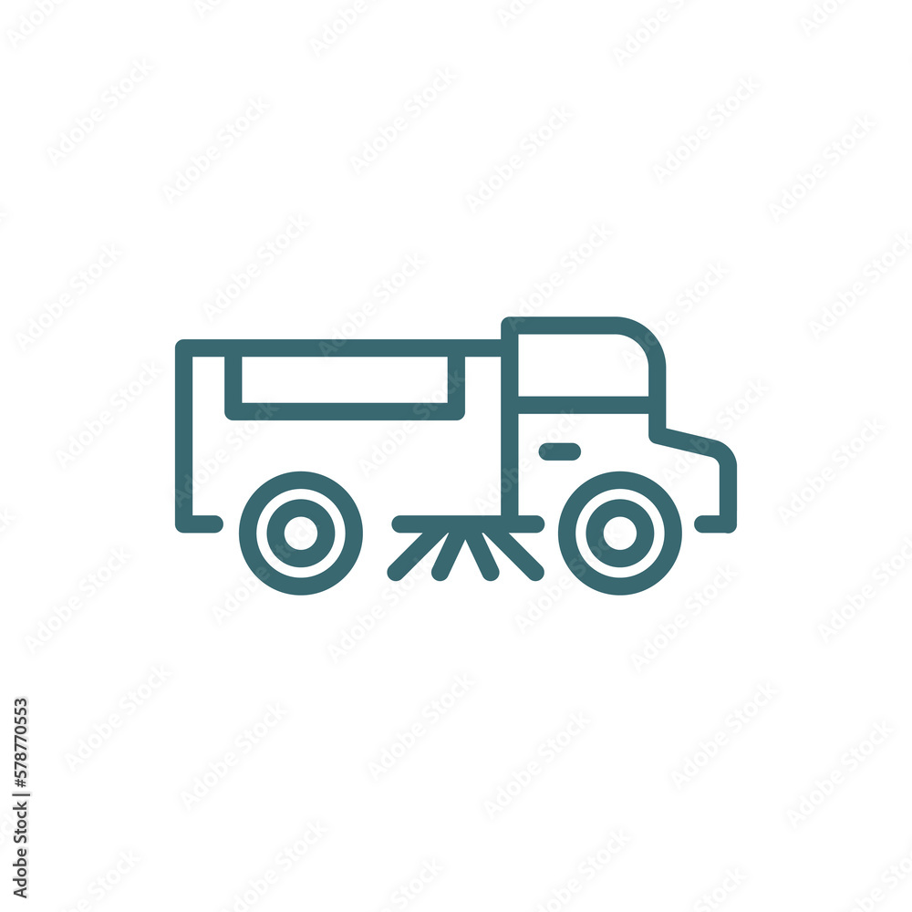 road sweeper icon. Thin line road sweeper icon from transportation collection. Outline vector isolated on white background. Editable road sweeper symbol can be used web and mobile