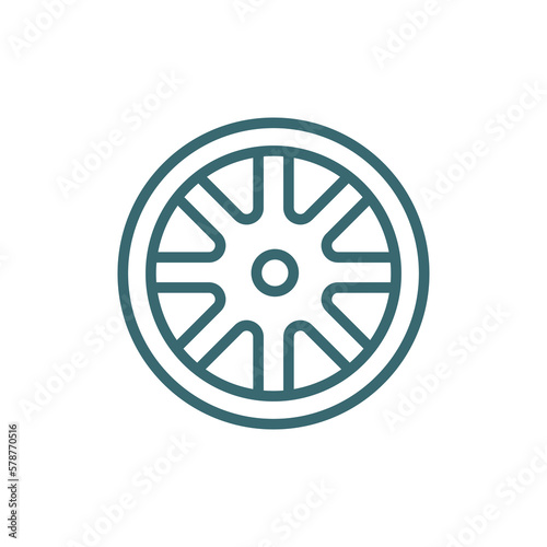 alloy wheel icon. Thin line alloy wheel icon from transportation collection. Outline vector isolated on white background. Editable alloy wheel symbol can be used web and mobile