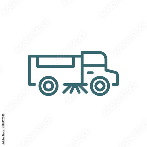 road sweeper icon. Thin line road sweeper icon from transportation collection. Outline vector isolated on white background. Editable road sweeper symbol can be used web and mobile