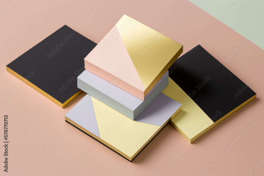 3d black and gold sticky notes concept with a pastel backdrop made by generative ai 3d black and gold sticky notes concept with a pastel backdrop made by generative ai