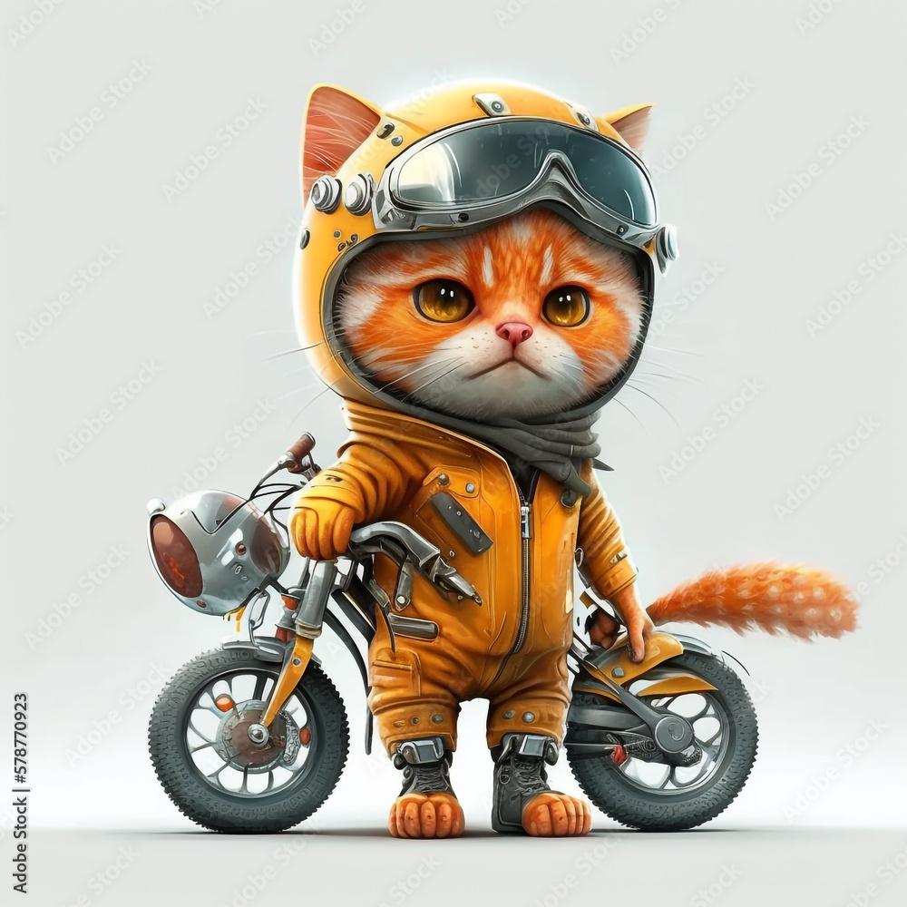 Biker Cat created with Generative AI Technology Biker Cat created with Generative AI Technology