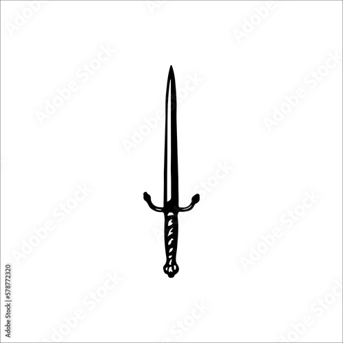vector illustration of black long sword