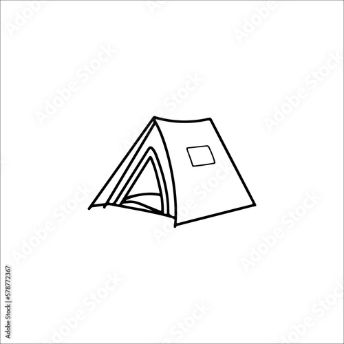 vector illustration of doodle camping tent