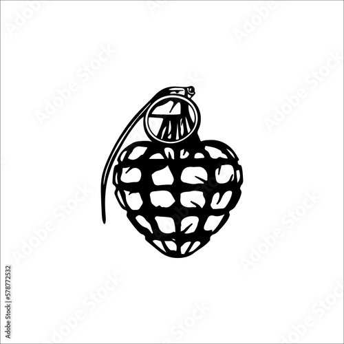 vector illustration of a heart shaped grenade