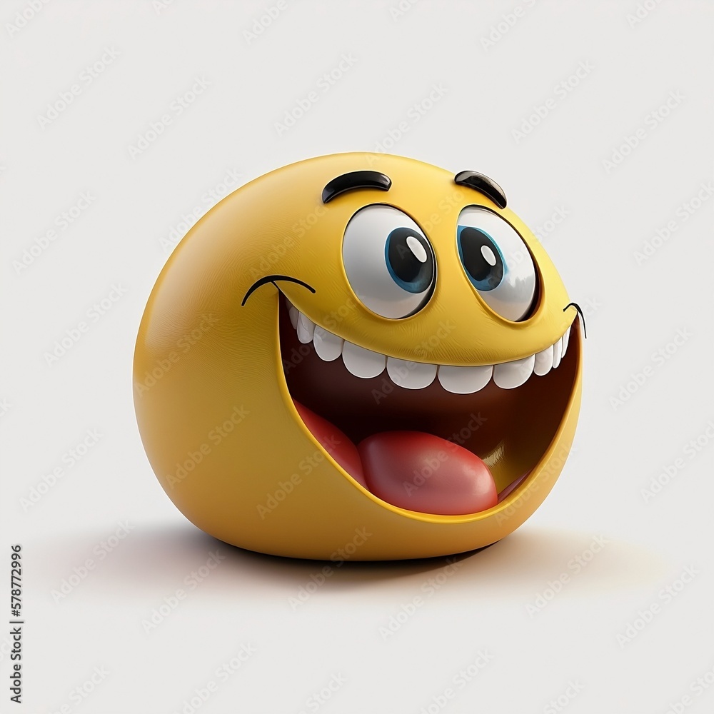 Happy smiley in 3D Pixar style isolated on a white background