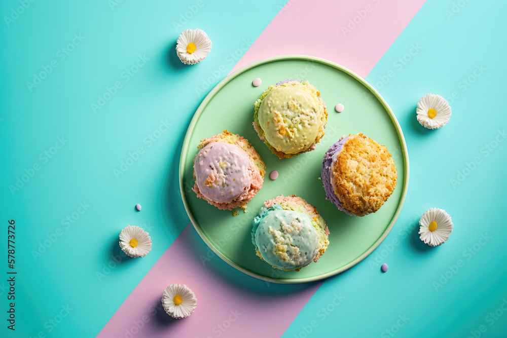 cute mini modern crab cakes with pastel coloring made by generative ai cute mini modern crab cakes with pastel coloring made by generative ai