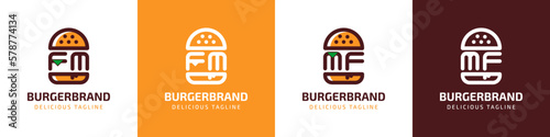 Letter FM and MF Burger Logo, suitable for any business related to burger with FM or MF initials.