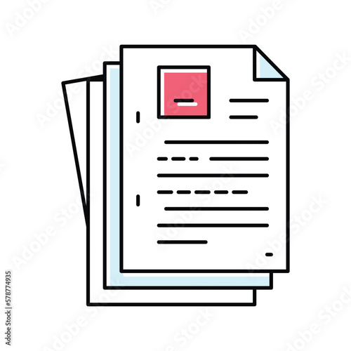 sheet document paper color icon vector illustration