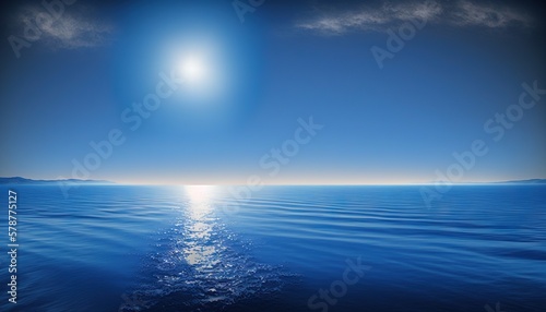  the sun is shining over the ocean on a clear day.  generative ai